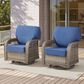 Hearth and Haven Outdoor Swivel Glider Chair with Blue Cushion in Gray (Set of 2), , large