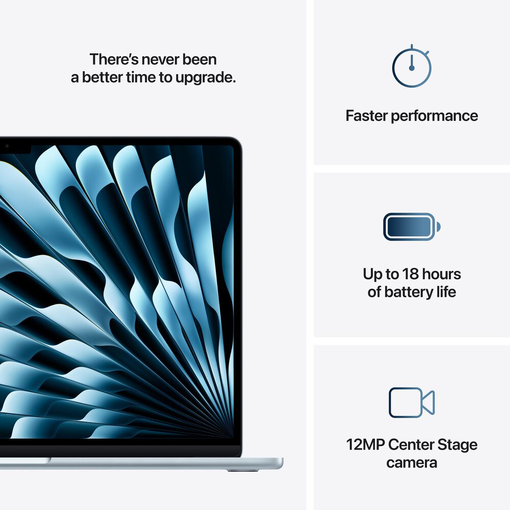 Apple MacBook Air 15-inch Laptop M4 chip - 10 Core CPU - 10 Core GPU - 16GB Memory - 256GB SSD - Sky Blue &#40;Latest Model&#41;, , large
