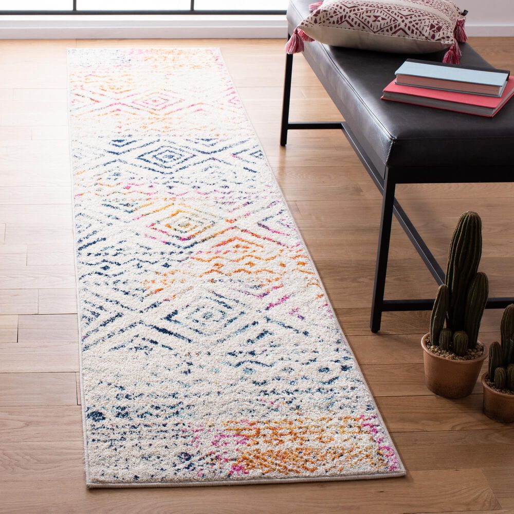 Safavieh Tulum 2&#39; x 9&#39; Ivory and Fuchsia Runner, , large