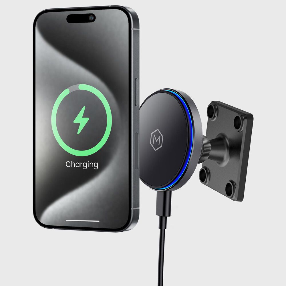 The Mighty Mount Mag Switch Qi2 Wireless Charger and Telescopic  Suction Cup Mount in Black, , large