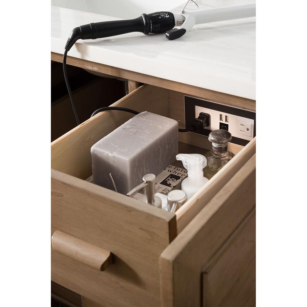 James Martin Vanities Portland 48&quot; Single Vanity in White Washed Walnut with 3 cm Arctic Fall Solid Surface Top, , large