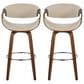 LumiSource Curvini 30" Swivel Barstool with Cream Upholstery in Walnut and Chrome (Set of 2), , large