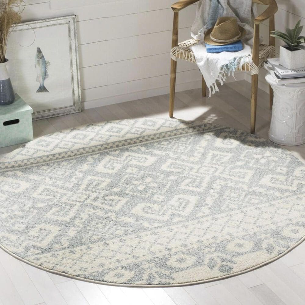 Safavieh Adirondack ADR107S 6" Round Ivory and Slate Area Rug, , large