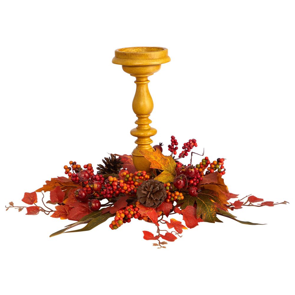Nearly Natural Inc 15in. Harvest Fall Artificial Candelabrum Arrangement, , large