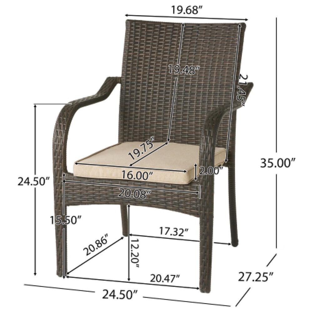 Hearth and Haven Patio Wicker Dining Chair in Brown &#40;Set of 4&#41;, , large