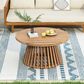 Hearth and Haven Outdoor Round Coffee Table with Slatted Base in Light Teak, , large