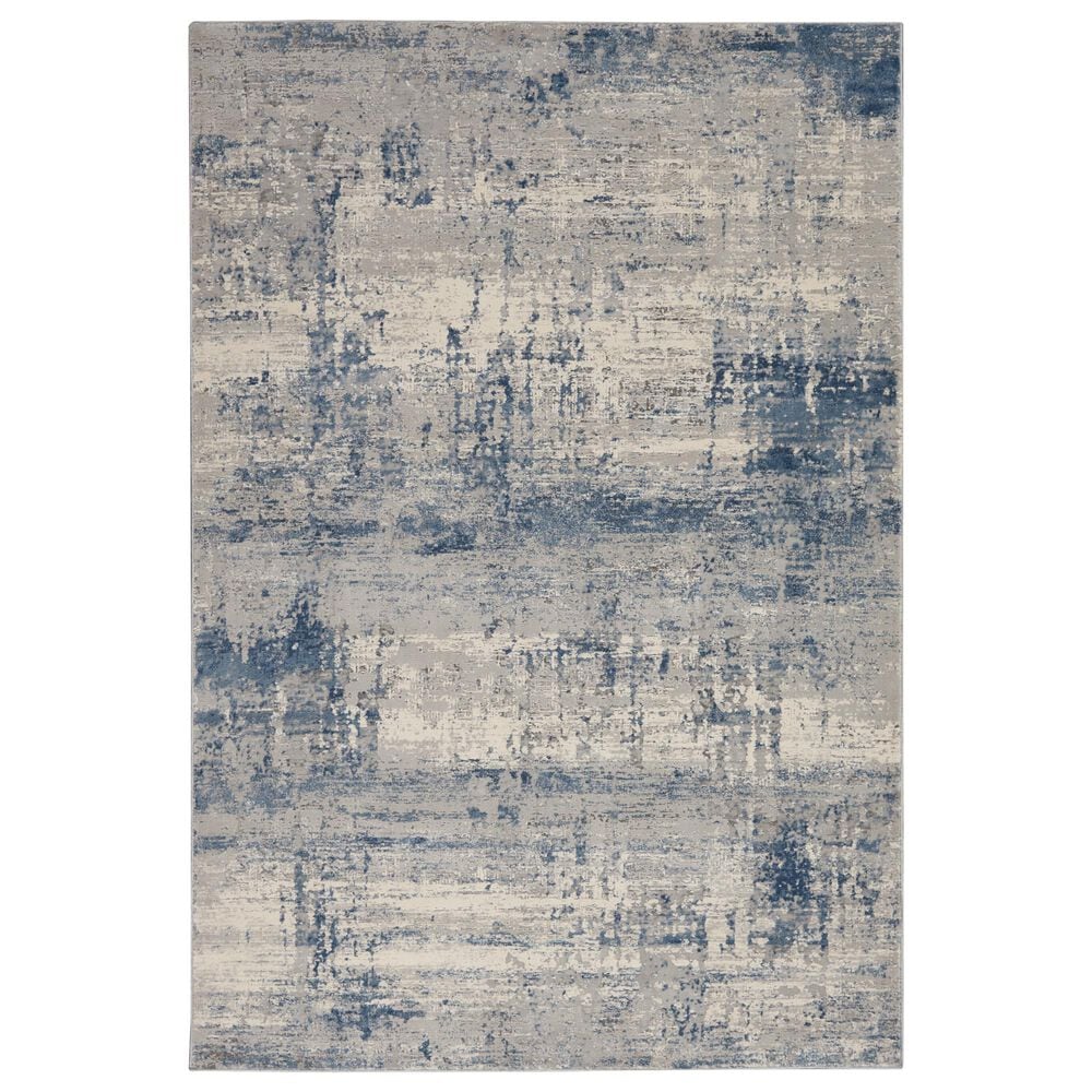 Nourison Rustic Textures Ivory, Deep Blue and Grey 5"3" x 7"3" Area Rug, , large