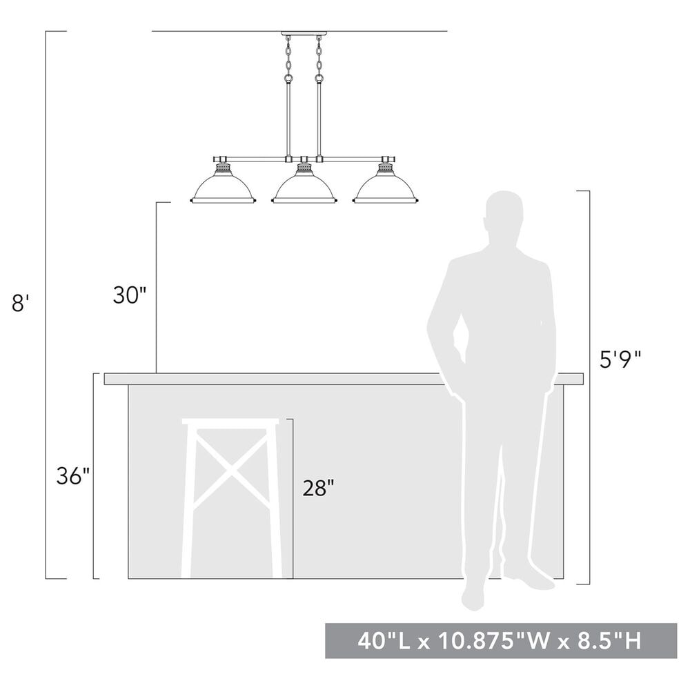 Golden Lighting Duncan 3-Light Linear Pendant in Matte Black, , large