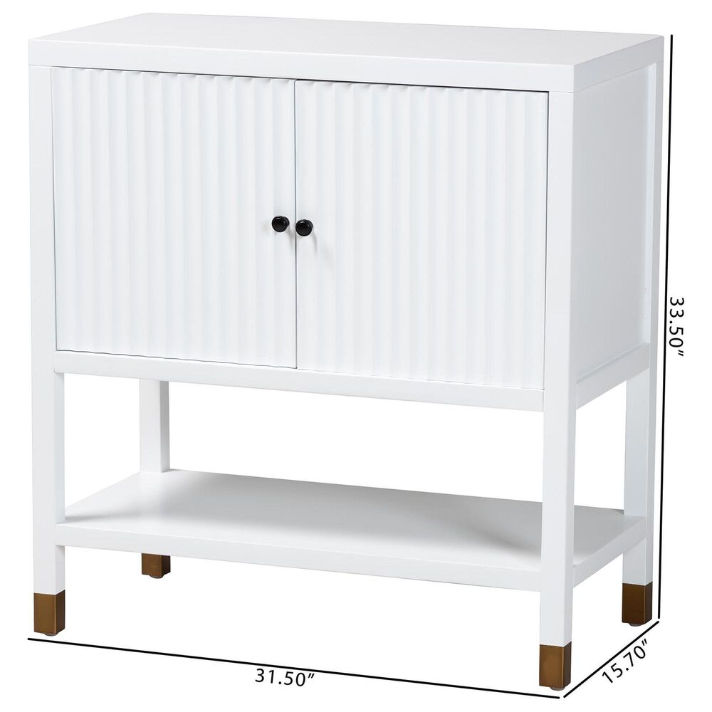 Baxton Studio Aiden 2-Door Accent Storage Cabinet in White and Brass, , large