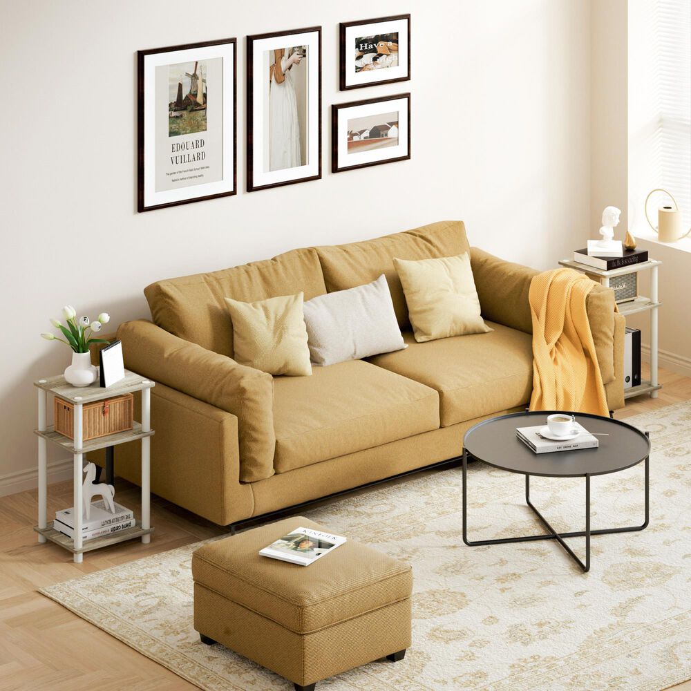 HOMLUX 3-Tier End Table in Sonoma Oak and White, , large