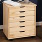 Linon Home Decor Cary 6-Drawer Wide Rolling Cart in Natural, , large