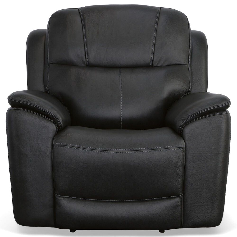 Flexsteel Crew 2-Piece Leather Power Reclining Living Room Set in Raven, , large