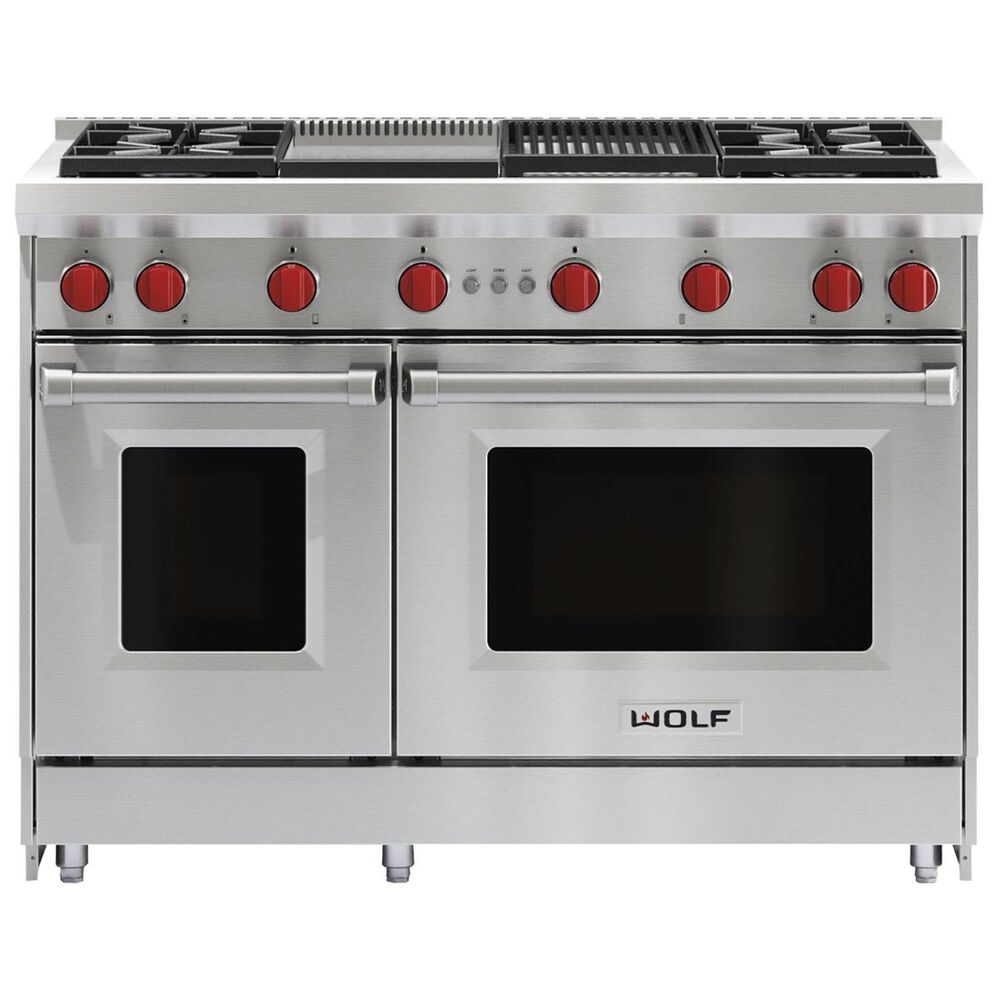 Wolf 48" Liquid Propane Gas Range with Griddle and Grill in Stainless Steel, , large