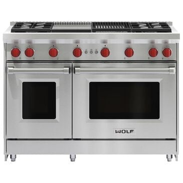 Wolf 48" Liquid Propane Gas Range with Griddle and Grill in Stainless Steel, , large