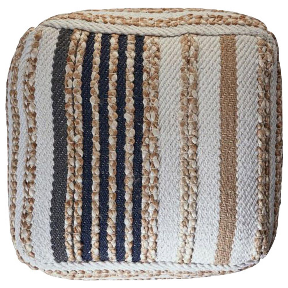 L.R. RESOURCES Decorative Pouf in Natural, Black and White, , large