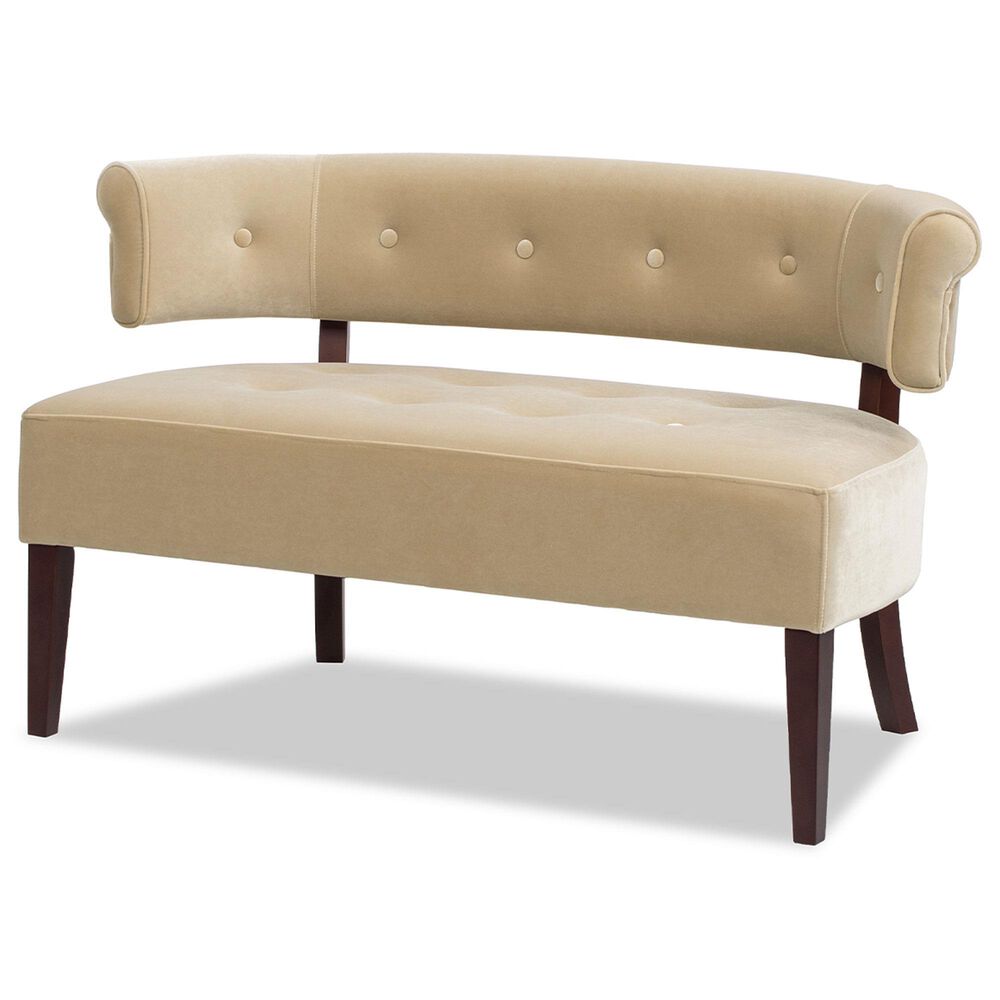 Jennifer Taylor Home Jared Bench Settee in Fawn Brown Velvet, , large