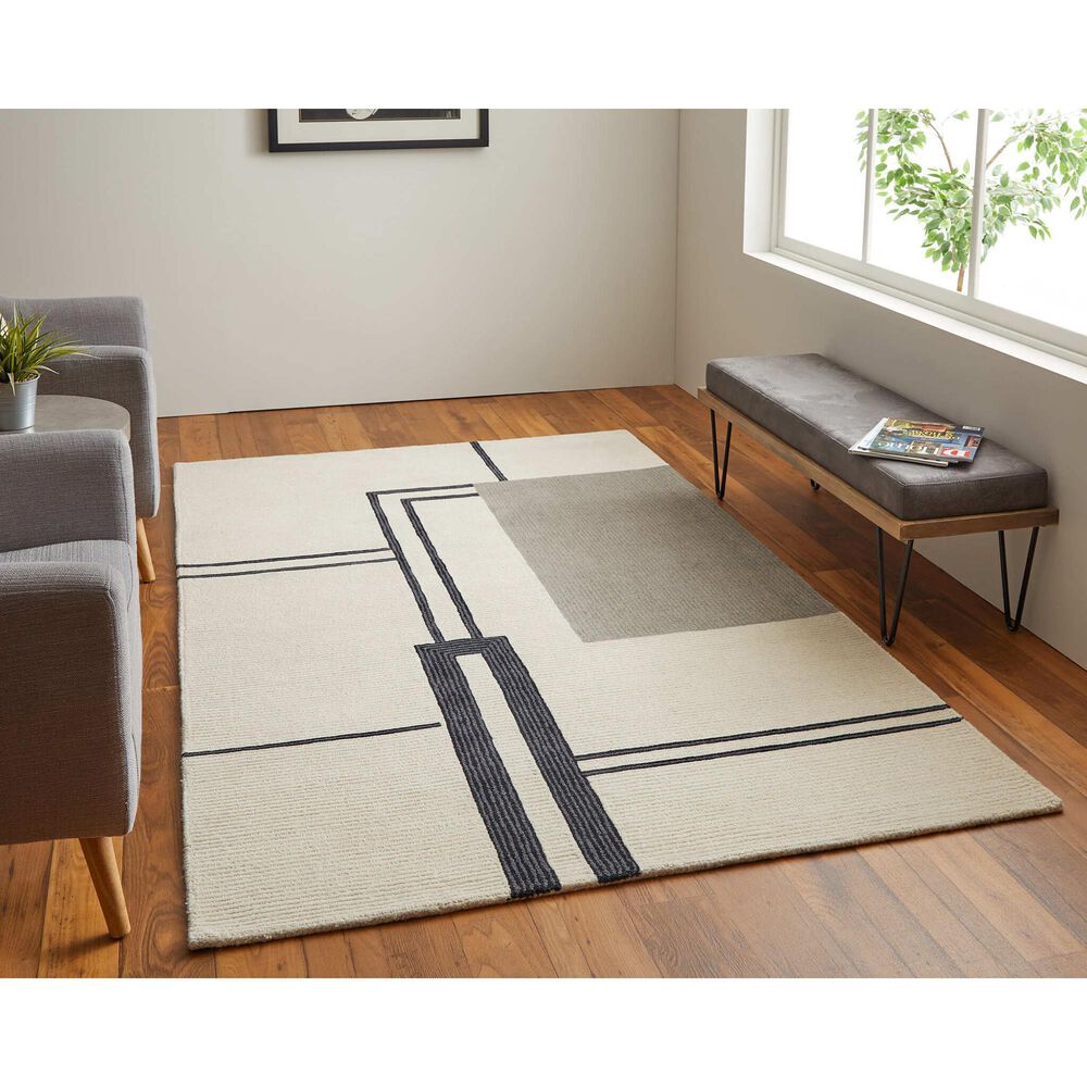 Feizy Maguire 3&#39;6&quot; x 5&#39;6&quot; Ivory and Gray Area Rug, , large