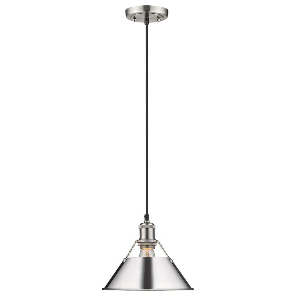 Golden Lighting Orwell 1-Light Medium Pendant with Chrome Shade in Pewter, , large