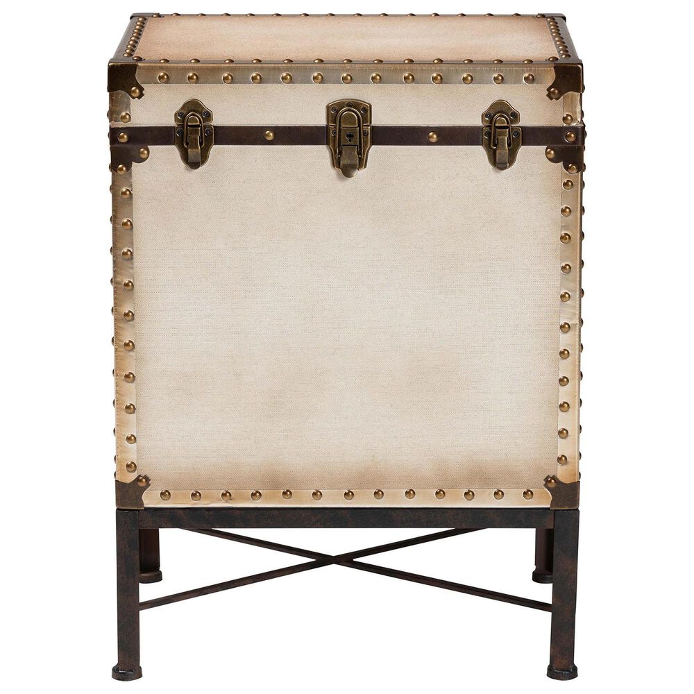 Baxton Studio Laura Lift-Top Trunk End Table in White, , large