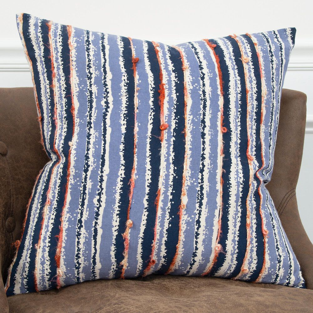 Rizzy Home Stripe 20" Down Filled Pillow in Blue, , large