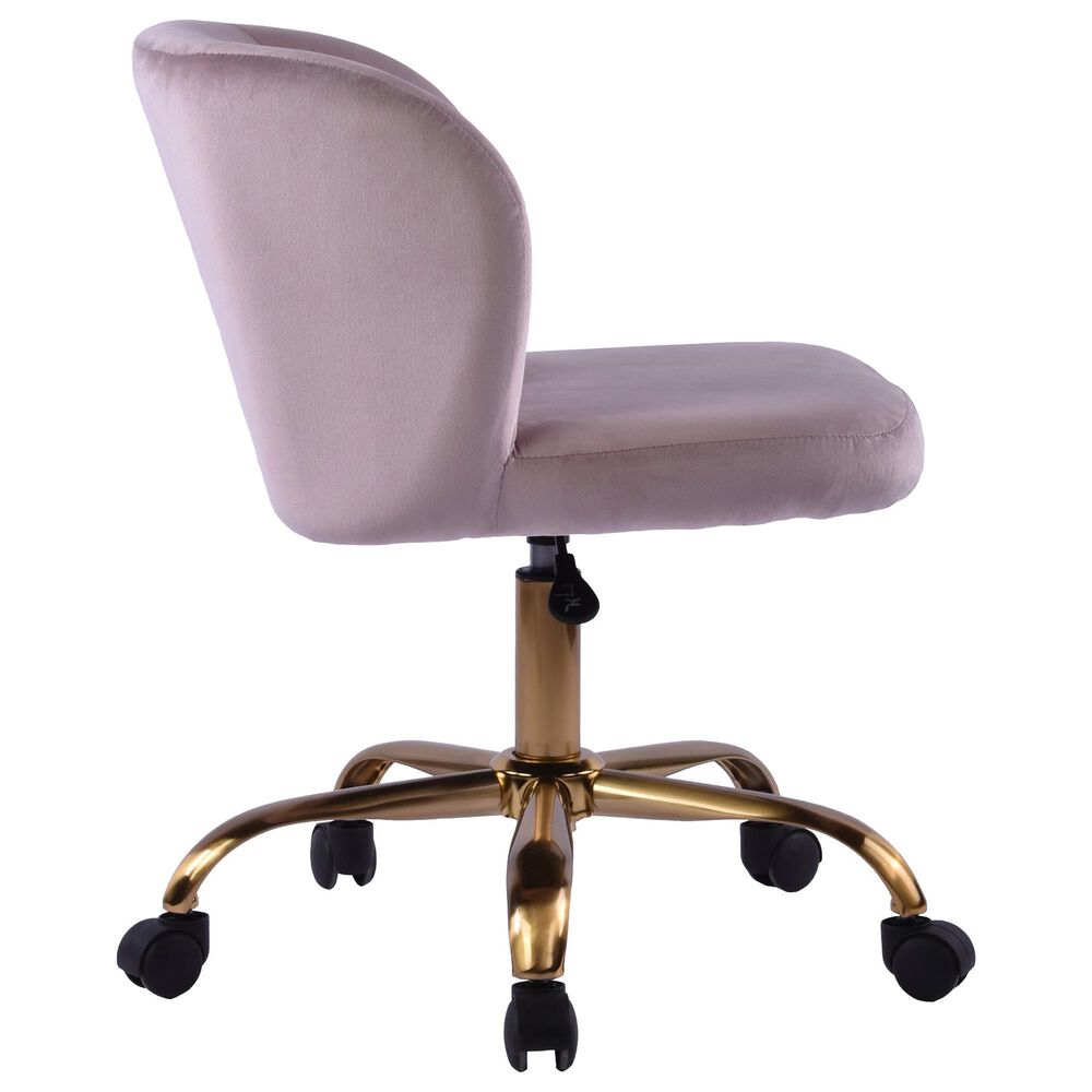Impressions Vanity Rylee Swivel Vanity Chair with Pink Cushion in Antique Gold, , large