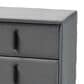Baxton Studio Etienne 2-Drawer Nightstand with Slate Grey Velvet Upholstery in Black, , large