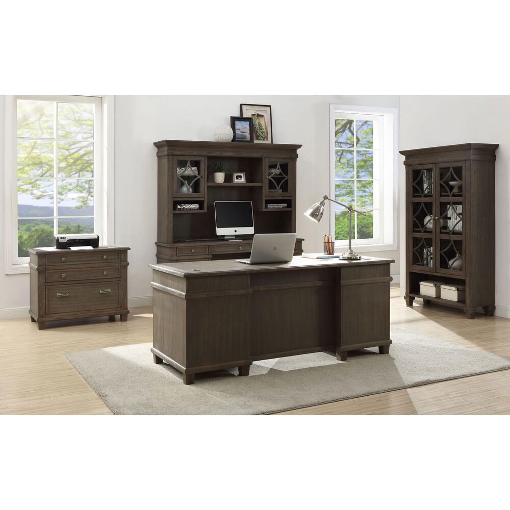 Wycliff Bay Carson Credenza Desk with Hutch in Weathered Dove, , large