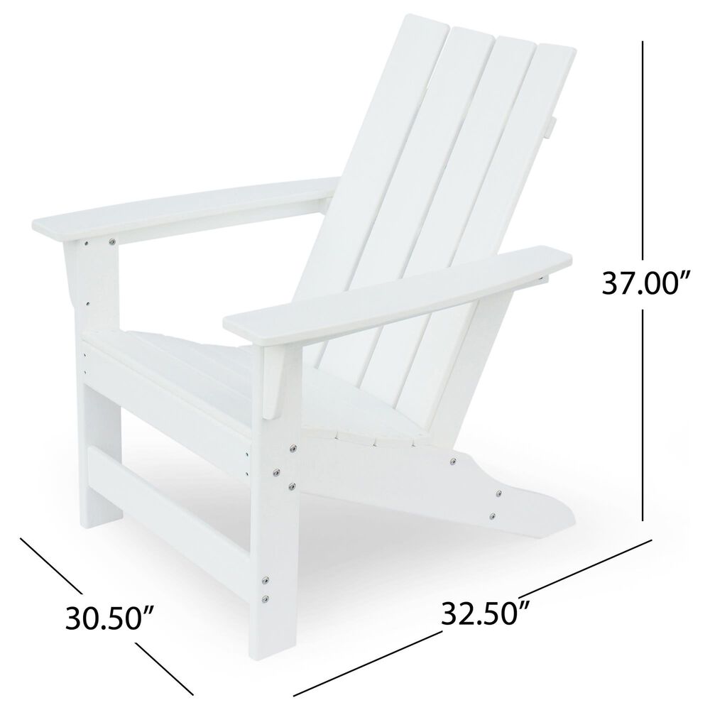 Hearth and Haven Encino Outdoor Plastic Adirondack Chair in White, , large