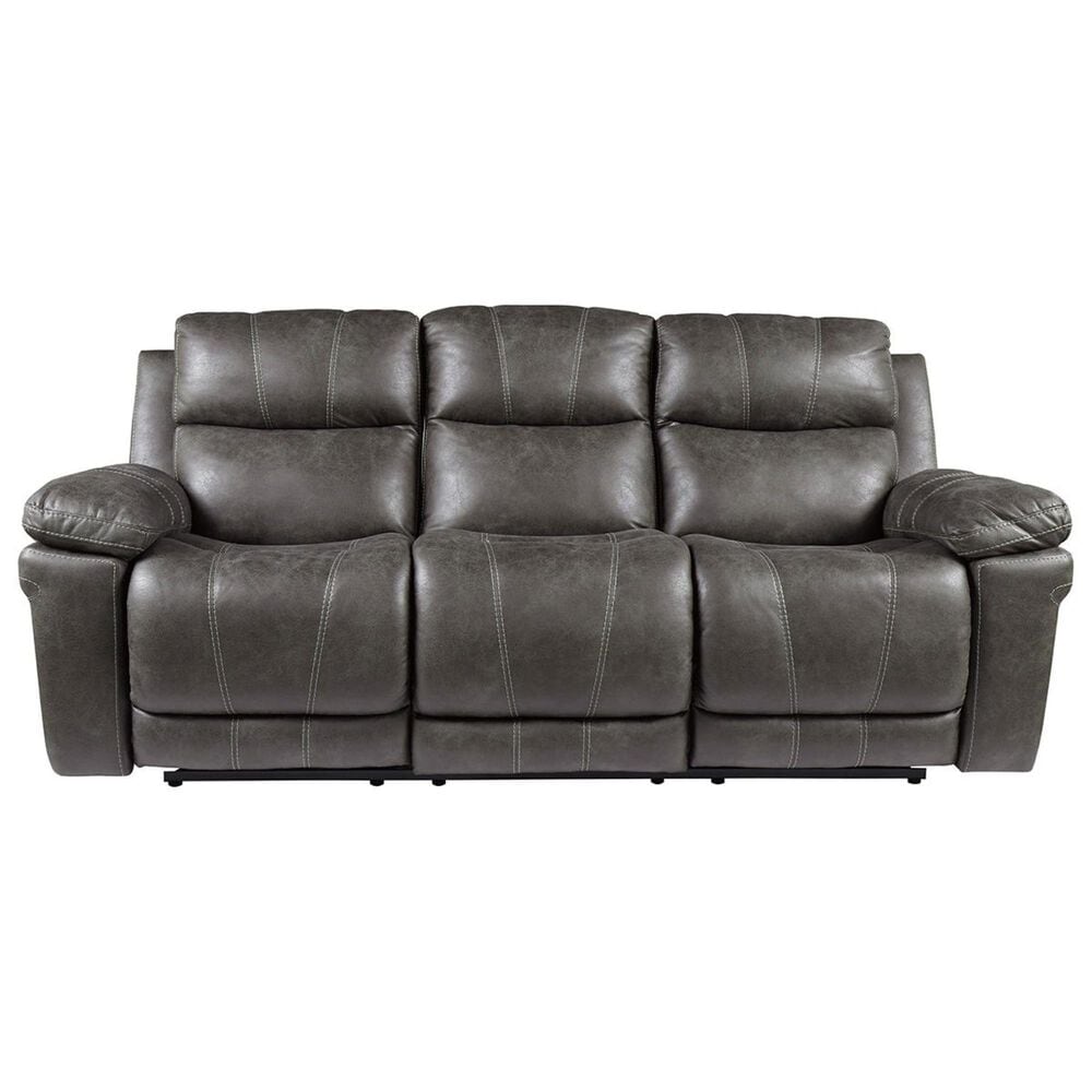 Ashley Erlangen Power Reclining Sofa with Adjustable Headrest in Midnight, , large