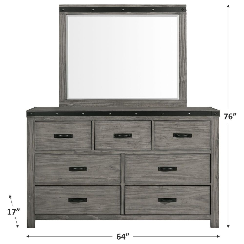 Mayberry Hill Wade 6-Drawer Dresser and Mirror in Brushed Ash Gray, , large