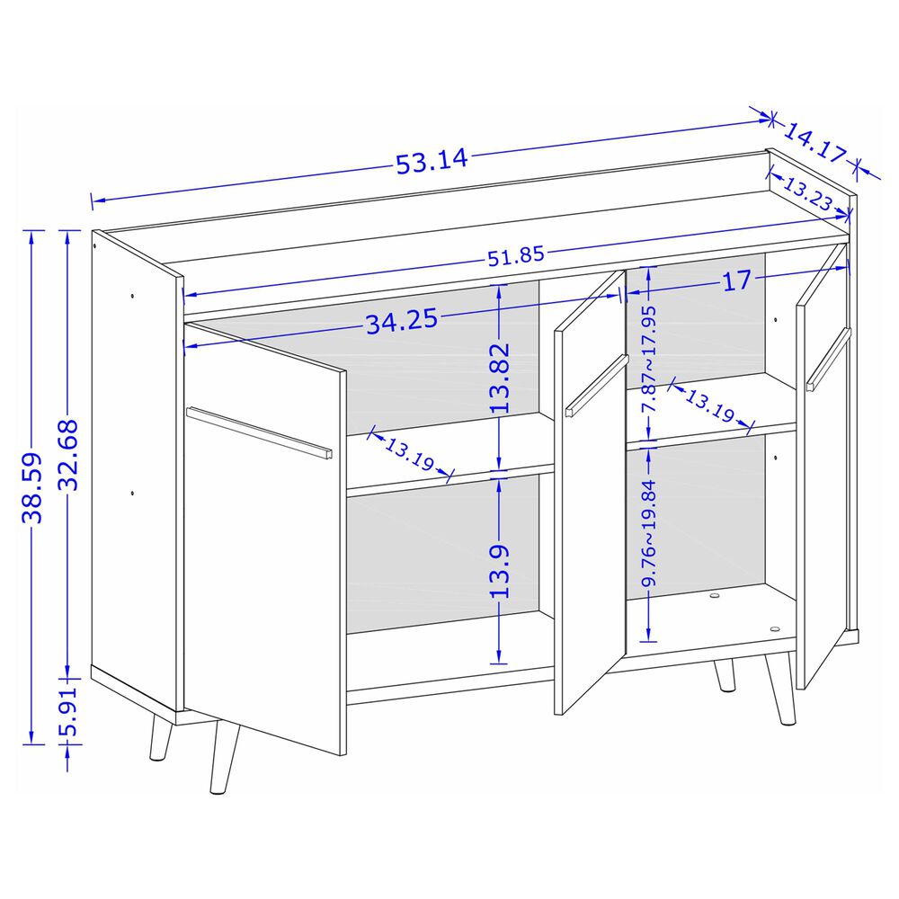 Dayton Bradley 53.54&quot; Buffet Stand in White, , large