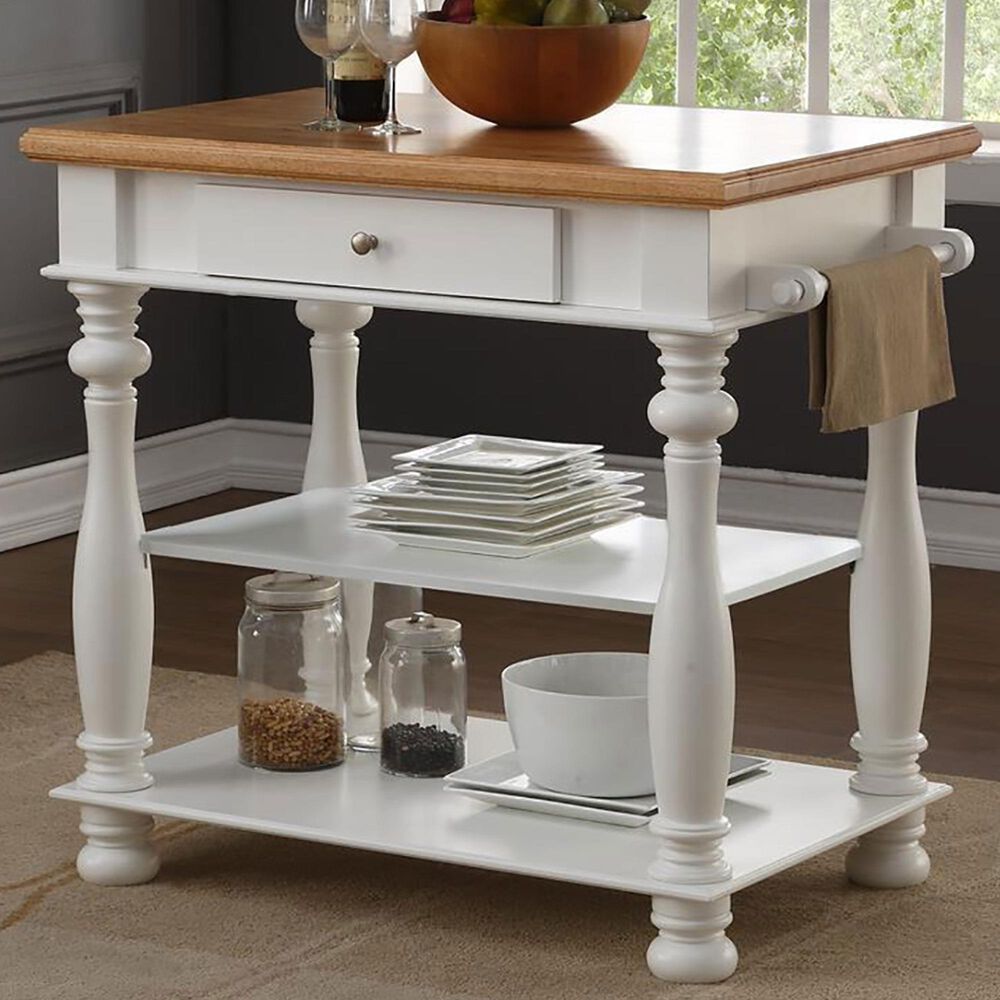 Bernards Avondale Kitchen Island in White and Brown Shop NFM