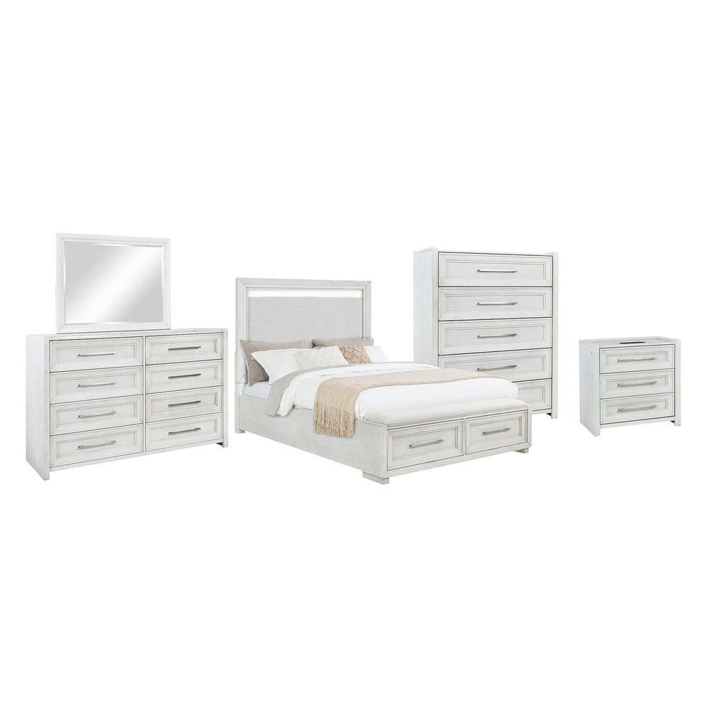 Sasha Lee 5-Piece Queen Storage Bedroom Set in Brushed White, , large