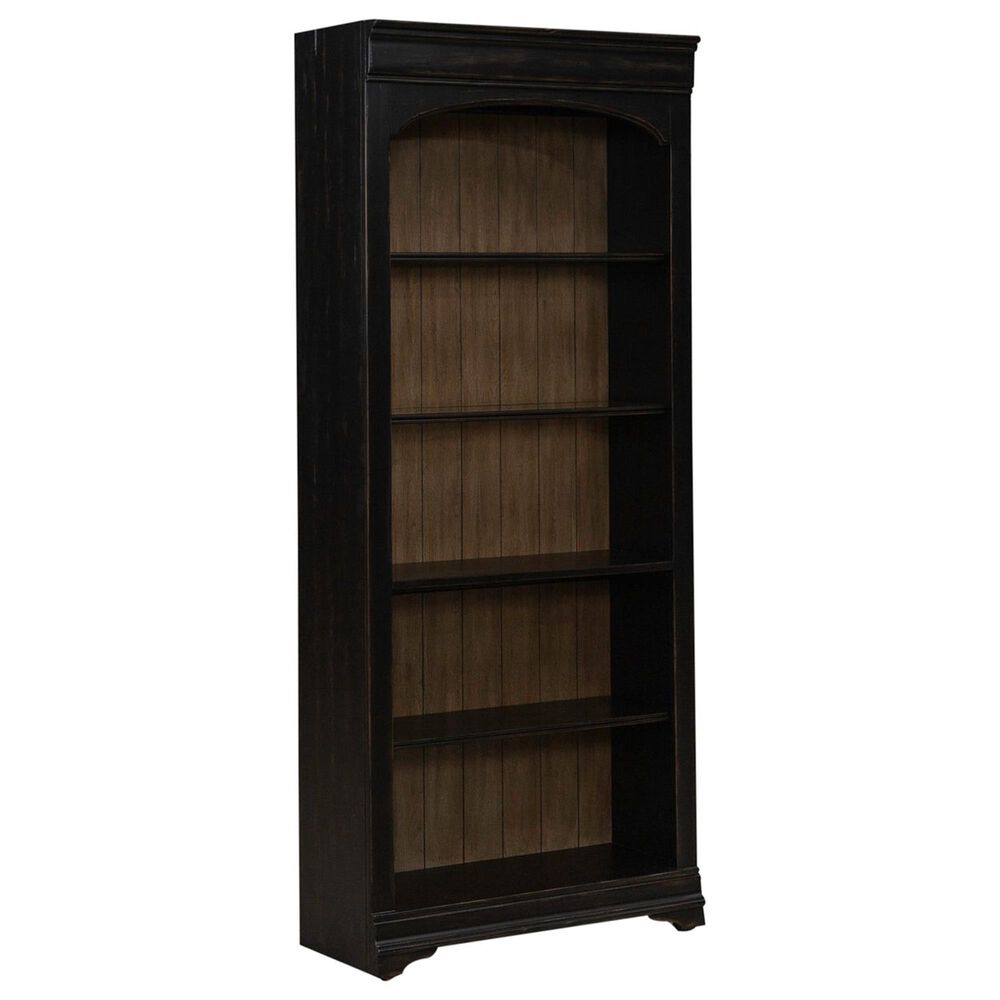 Belle Furnishings Meritage 76" Bunching Bookcase in Aged Charcoal and Caramel, , large