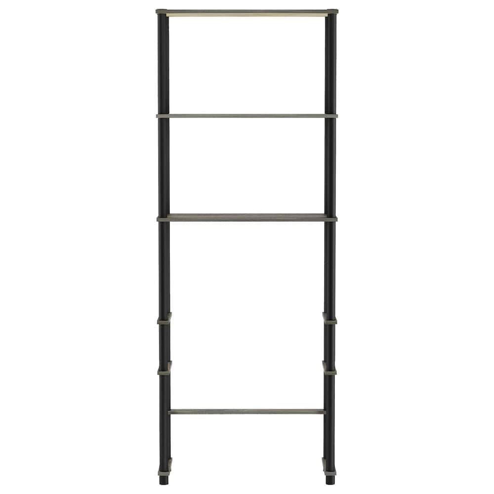 HOMLUX Turn-N-Tube 3-Shelf Over The Toilet Storage Space Saver in French Oak Grey and Black, , large