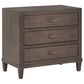 Furniture Worldwide Montclair Cocoa 3-Drawer Nightstand in Medium Brown with Outlets and USB Ports, , large