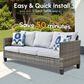 HOMLUX 3-Piece 77" Patio Sofa and Ottoman Set in Grey, , large