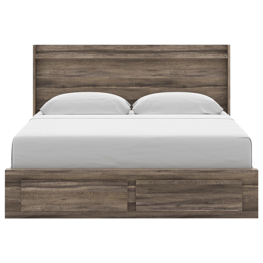 Ashley Elbrim King Storage Bed in Weathered Brown, , large