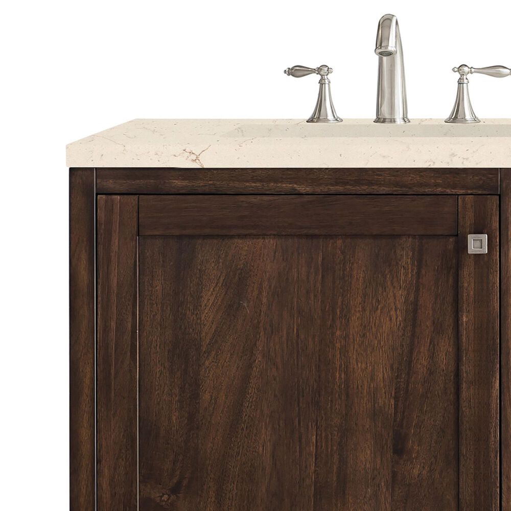 James Martin Vanities Addison 60&quot; Double Bathroom Vanity in Mid Century Acacia with 3 cm Eternal Marfil Quartz Top and Rectangular Sinks, , large