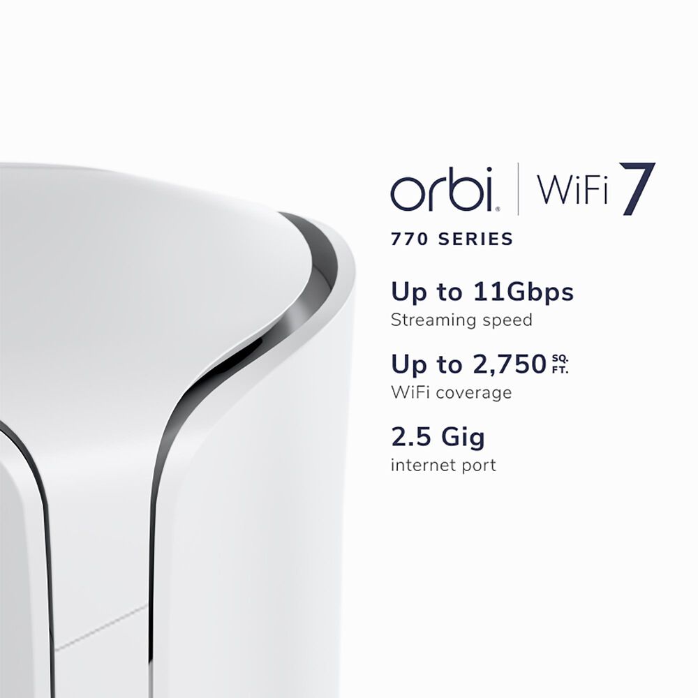 NETGEAR Orbi 770 Series Tri-Band Wi-Fi 7 Mesh Router Add-on Satellite in White, , large