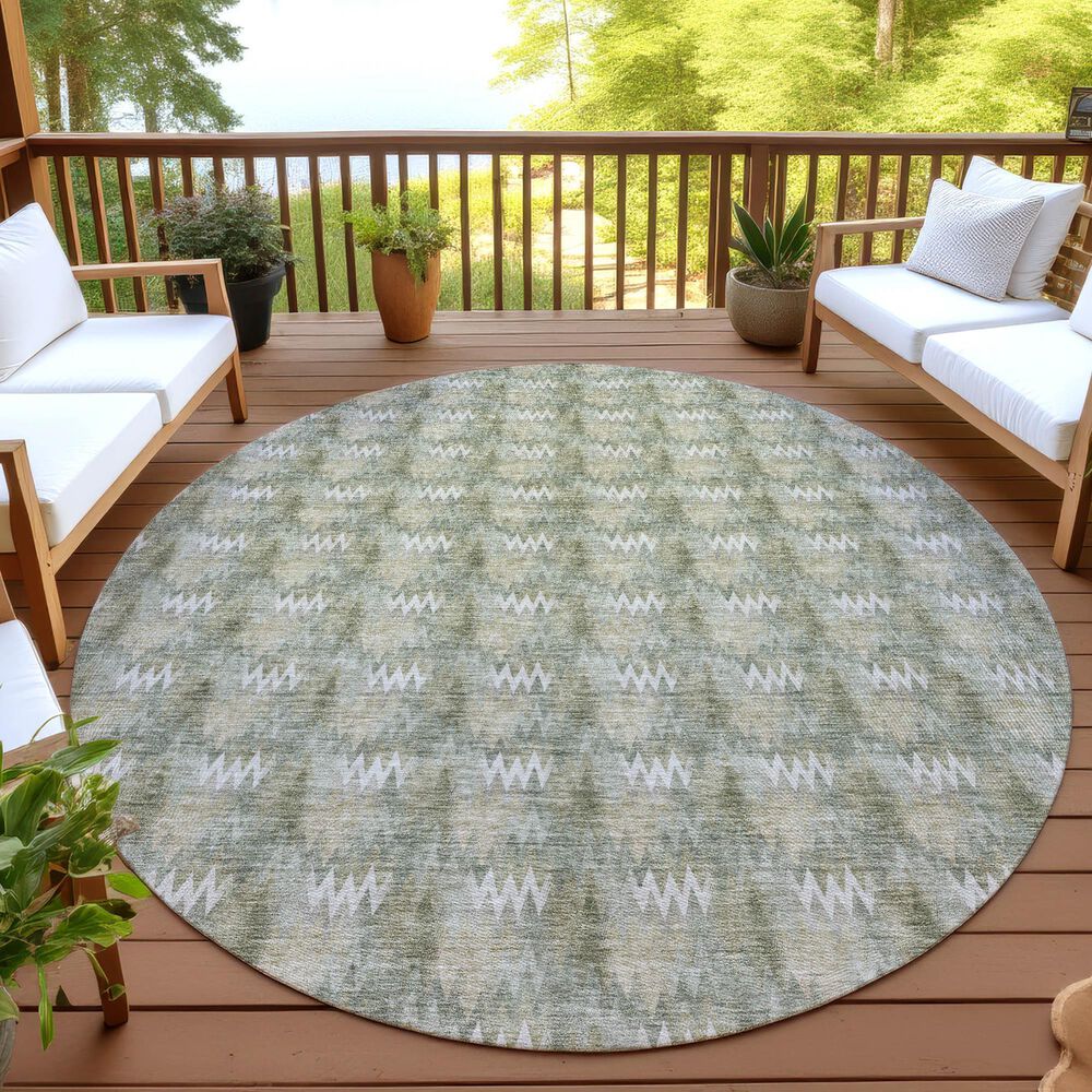 Dalyn Rug Company Soft Essentials Chevron Olive 8' Round Area Rug, , large
