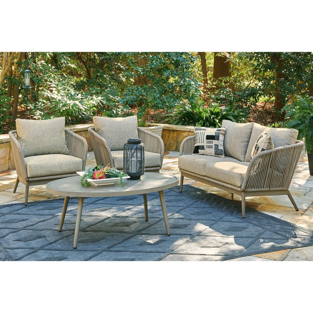 Ashley Swiss Valley Patio Lounge Chair in Beige &#40;Set of 2&#41;, , large