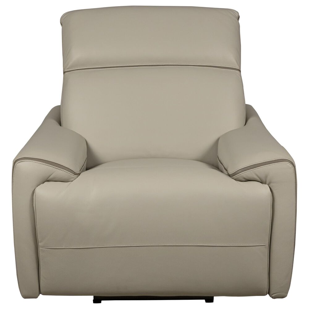Superb Leather Leather Power Recliner in Myrtle Light Grey, , large