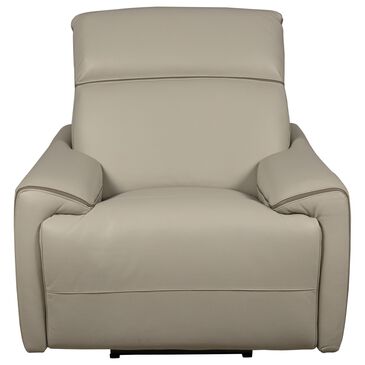Superb Leather Leather Power Recliner in Myrtle Light Grey, , large