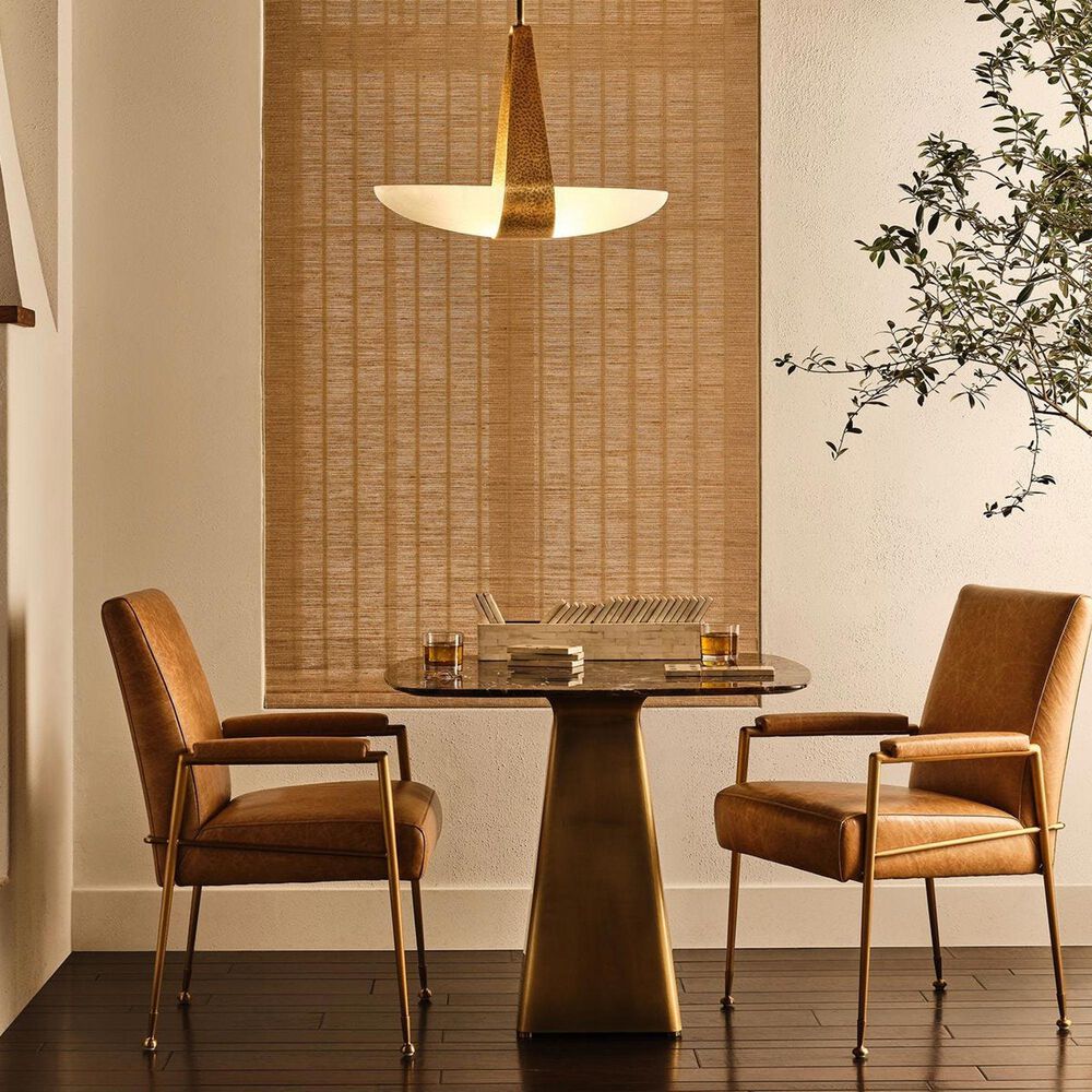 Uttermost Maxim Arm Chair in Light Antique Brass and Top Grain Leather in Parchment, , large