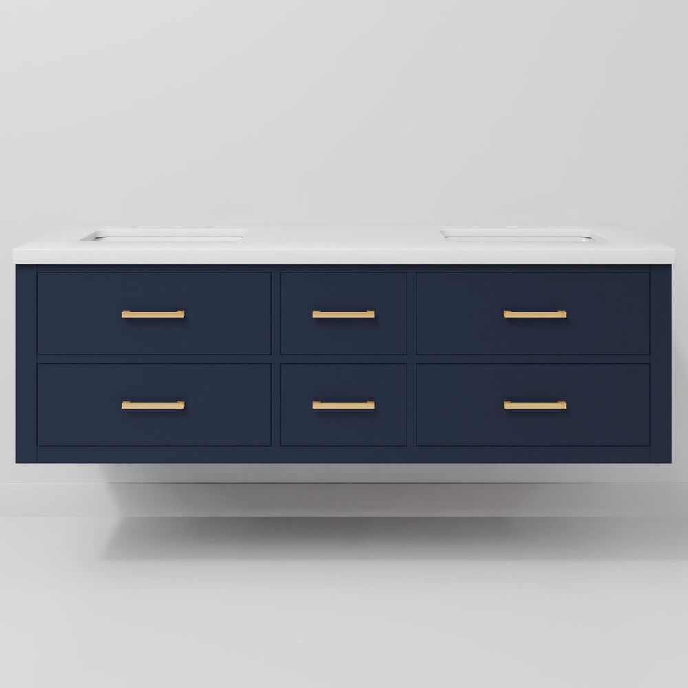 Lexora Home Castor 60" Double Bathroom Vanity in Blue with 2 cm White Quartz Top and Rectangular Sinks, , large