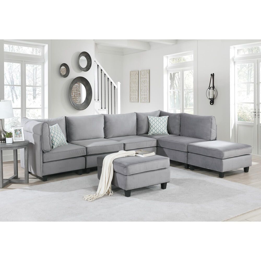 Lilola Home Zelmira Ottoman in Gray, , large