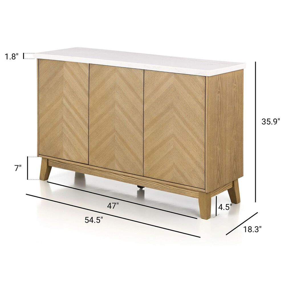 Furniture of America Nayel 3-Door Genuine Marble Top Server in Natural, , large