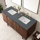 James Martin Vanities Amberly 60" Double Bathroom Vanity in Mid-Century Walnut with 3 cm Parisien Bleu Quartz Top and Rectangular Sinks, , large