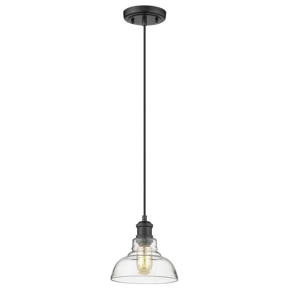 Golden Lighting Carver 1-Light Pendant with Clear Shade in Matte Black, , large